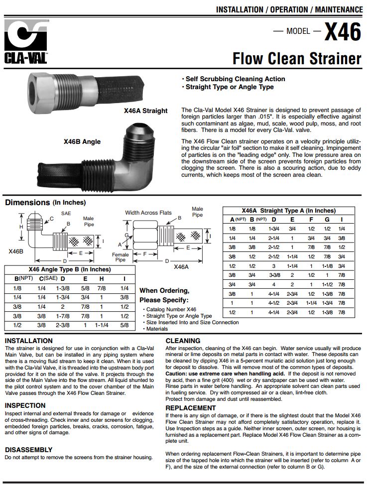 FLOW CLEAN STRAINER  1/4" X 1/4"